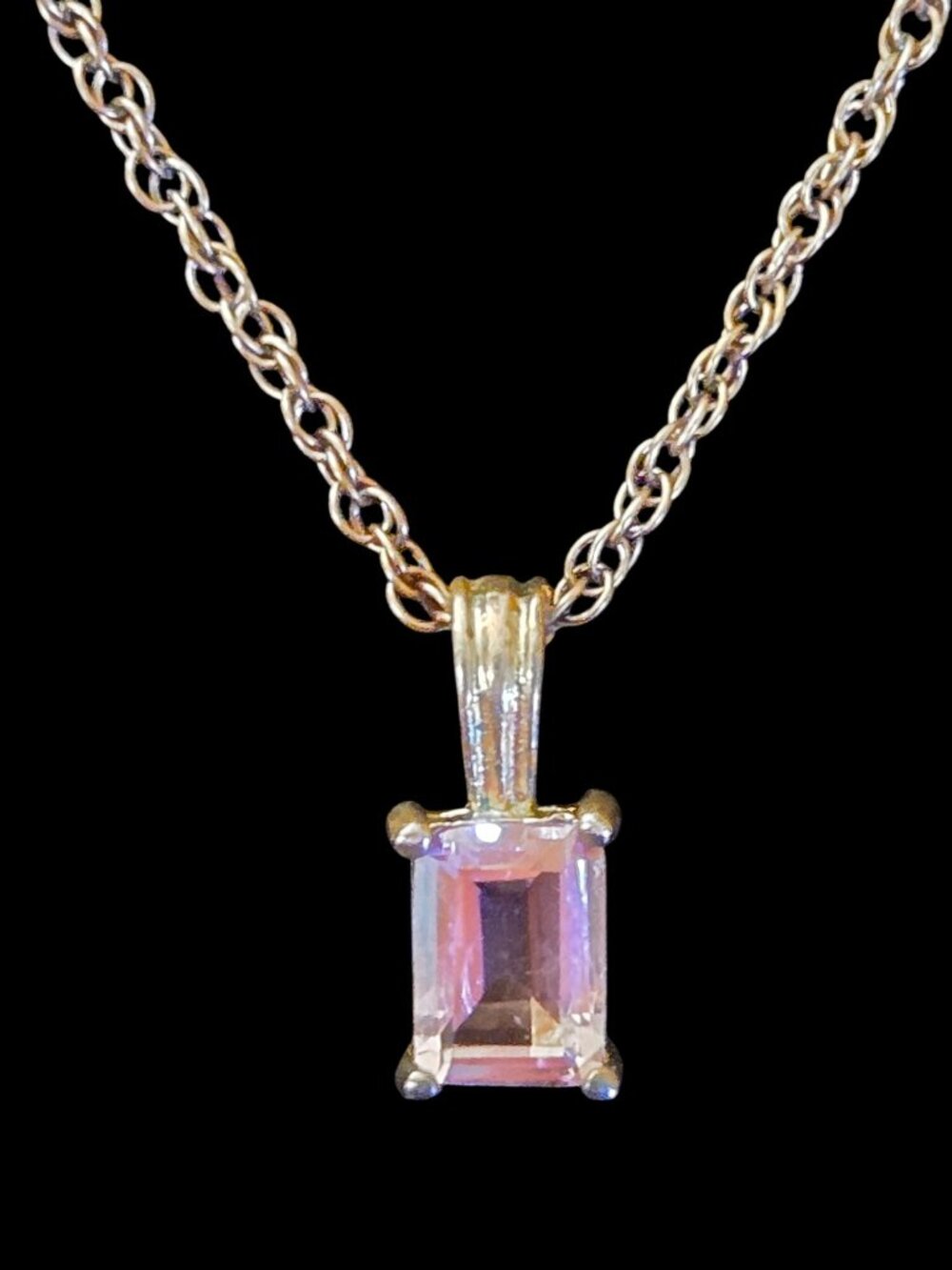 Sterling Silver Lavender Emerald Cut Necklace Stud Earring Set 925 Amethyst - Picture 10 of 11